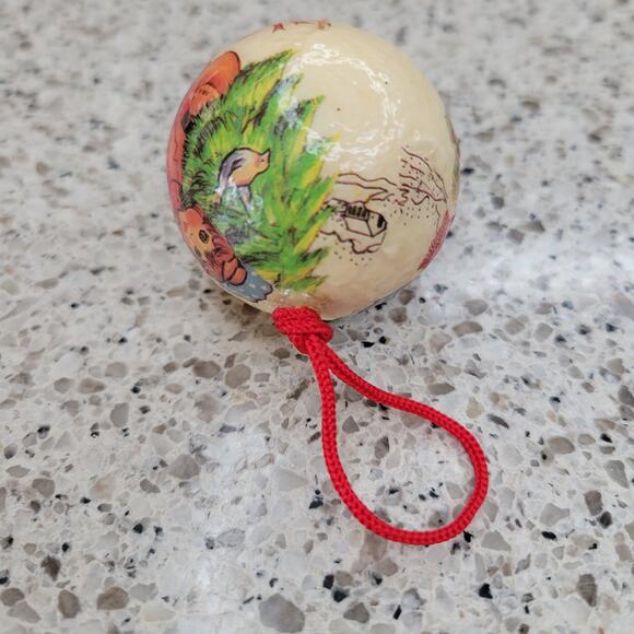 VTG Paper Maché Decoupage German Boy Goose Mini Christmas Ornament Ball Bauble - Picture 9 of 16